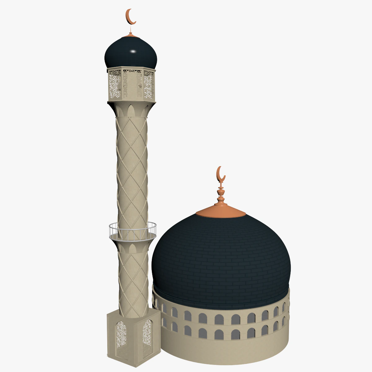MOSQUE MINAR 3D Model .c4d .max .obj .3ds .fbx .stl .blend 
