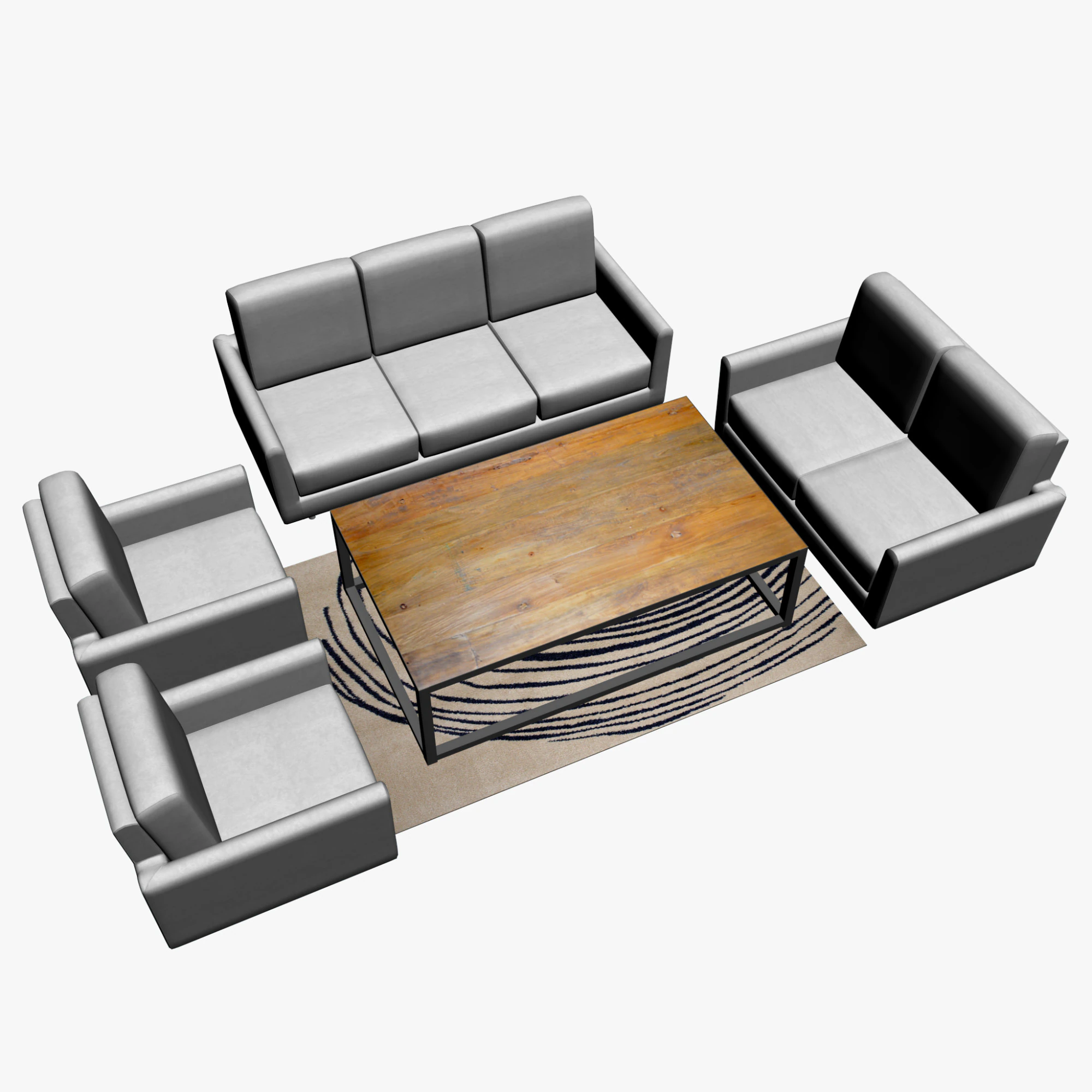SOFA SET WITH CARPET 03 3D Model .c4d .max .obj .3ds .fbx .stl .blend 