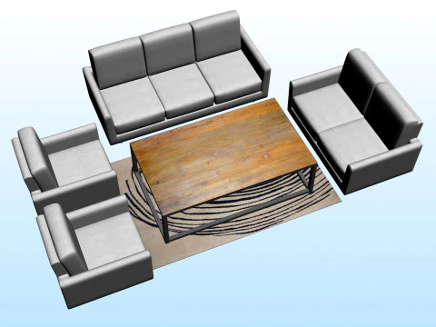 SOFA SET WITH CARPET 03 3D Model