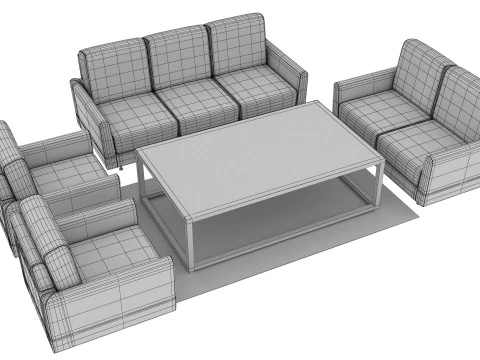 SOFA SET WITH CARPET 03 3D Model