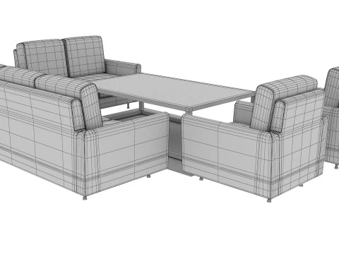 SOFA SET WITH CARPET 03 3D Model