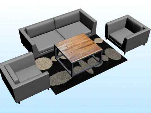 SOFA SET WITH CARPET 04 3D Model