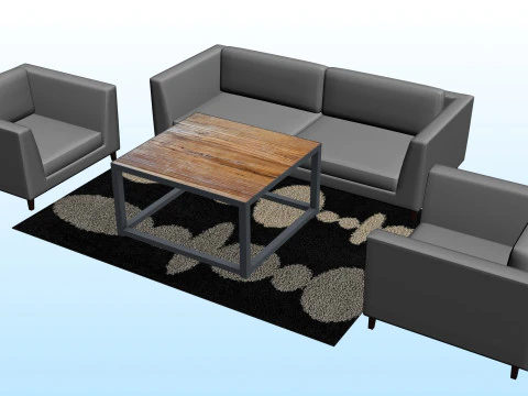 SOFA SET WITH CARPET 04 3D Model