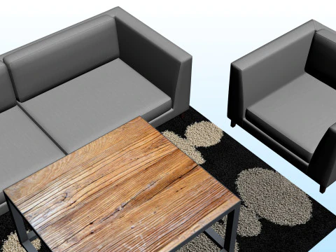 SOFA SET WITH CARPET 04 3D Model