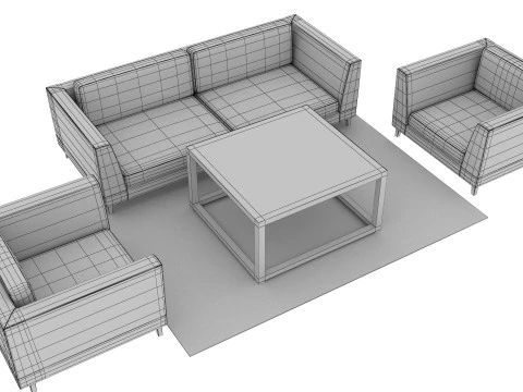 SOFA SET WITH CARPET 04 3D Model
