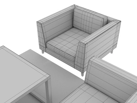 SOFA SET WITH CARPET 04 3D Model