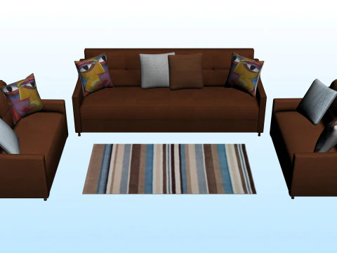 SOFA SET WITH CARPET 07 3D Model