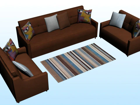 SOFA SET WITH CARPET 07 3D Model
