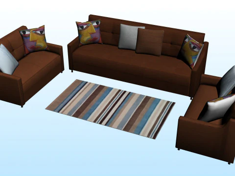 SOFA SET WITH CARPET 07 3D Model