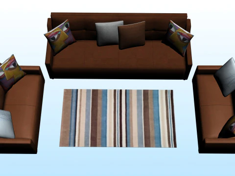 SOFA SET WITH CARPET 07 3D Model