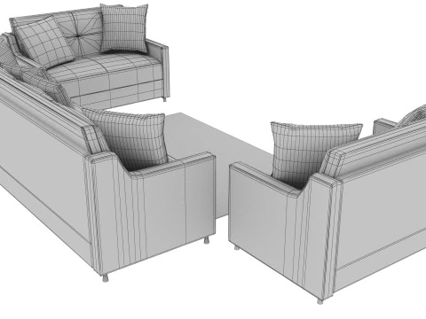 SOFA SET WITH CARPET 07 3D Model