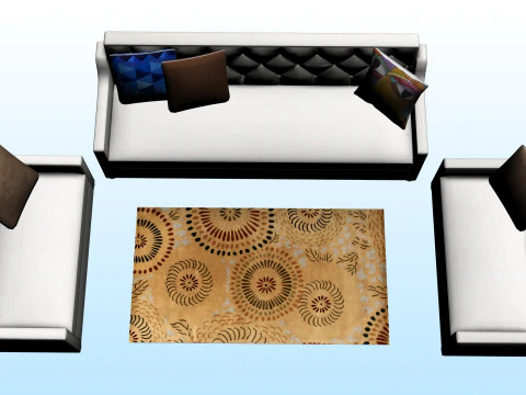 SOFA SET WITH CARPET 08 3D Model