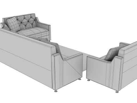SOFA SET WITH CARPET 08 3D Model