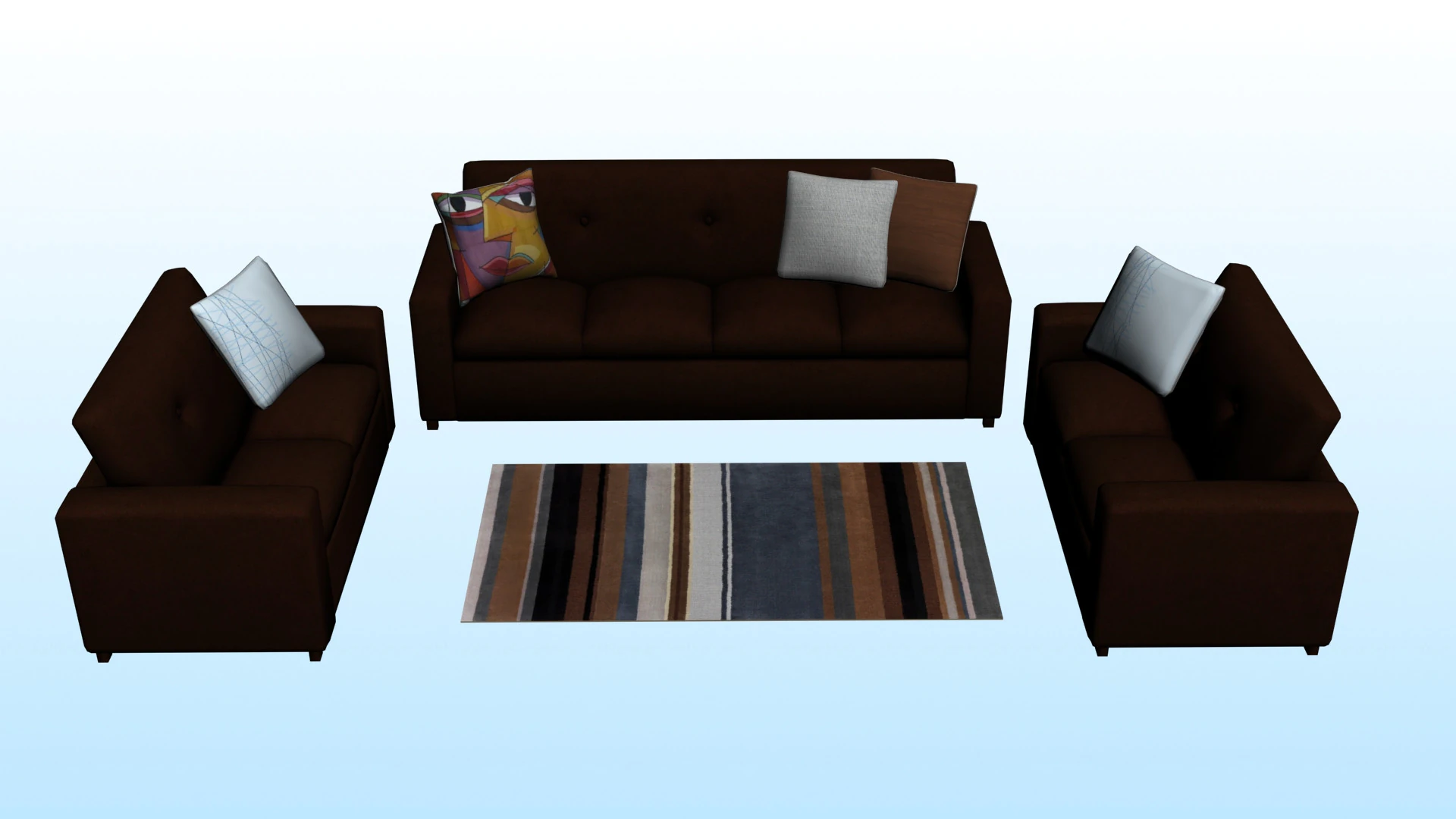 SOFA SET WITH CARPET 09 3D Model .c4d .max .obj .3ds .fbx .stl .blend 
