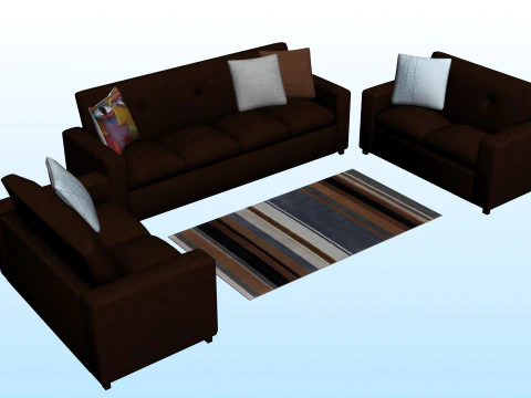 SOFA SET WITH CARPET 09 3D Model