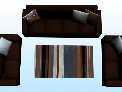 SOFA SET WITH CARPET 09 3D Model