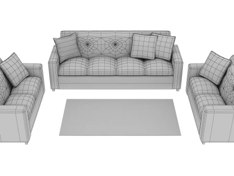SOFA SET WITH CARPET 09 3D Model