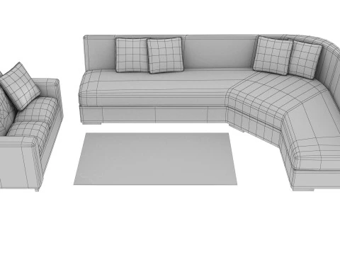 SOFA SET WITH CARPET 11 3D Model