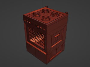 Low Poly Kitchen Stove 3D Model