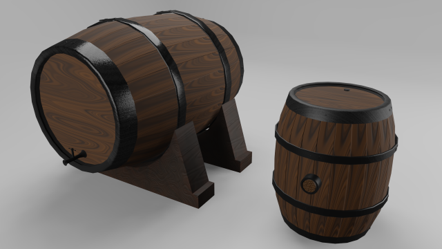 Low Poly Wooden Barrels Modelo 3D .c4d .max .obj .3ds .fbx .stl .blend 