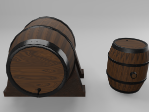 Low Poly Wooden Barrels Modelo 3D