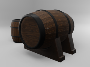 Low Poly Wooden Barrels Modelo 3D