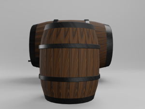 Low Poly Wooden Barrels Modelo 3D
