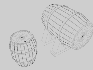 Low Poly Wooden Barrels Modelo 3D