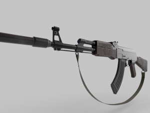 AK47 with silencer Modelo 3D