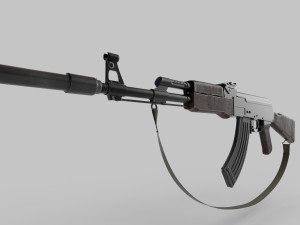 AK47 with silencer Model 3D