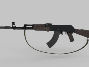 AK47 with silencer 3D Model