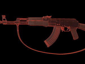 AK47 with silencer Model 3D