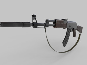 AK47 with silencer Model 3D