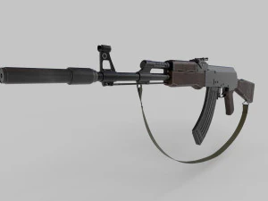 AK47 with silencer 3D Model