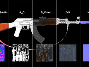 AK47 with silencer 3D Model