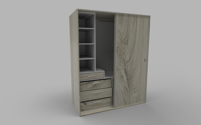 Wardrobe Low Poly PBR 3Dモデル .c4d .max .obj .3ds .fbx .stl .blend 