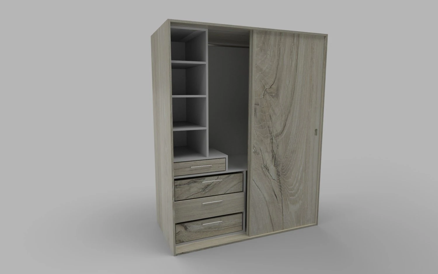 Wardrobe Low Poly PBR 3D Model .c4d .max .obj .3ds .fbx .stl .blend 