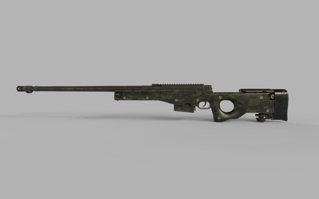 AWM Sniper Rifle Low-poly 3D Модель .c4d .max .obj .3ds .fbx .stl .blend 
