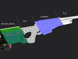 Fucile da cecchino AWM Low-poly Modello 3D