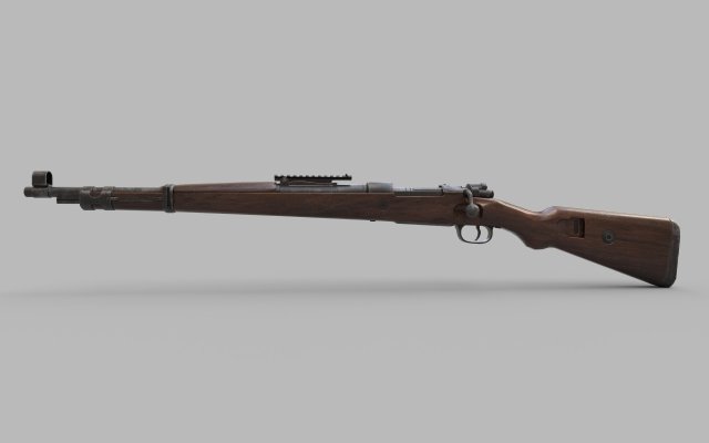 Karabiner Rifle Mauser 98 K Low-poly Modelo 3D .c4d .max .obj .3ds .fbx .stl .blend 