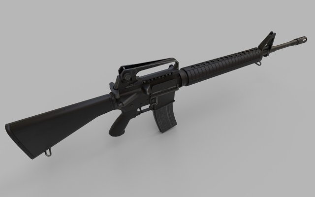 M16A4 Assault Rifle Low-poly 3D 모델 .c4d .max .obj .3ds .fbx .stl .blend 
