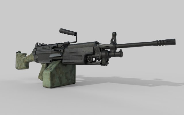 M249 Machine riflen low poly Model 3D .c4d .max .obj .3ds .fbx .stl .blend 