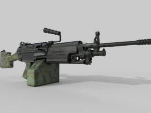 M249 Makine t&uuml;feği d&uuml;ş&uuml;k poli 3D Model