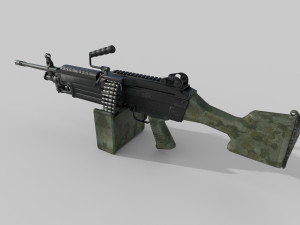 M249 Machine riflen low poly Model 3D