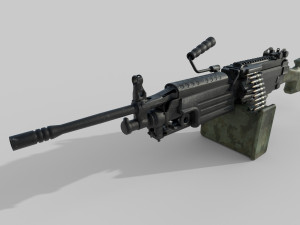 M249 Machine riflen low poly Model 3D
