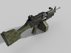 M249 Machine riflen low poly Model 3D