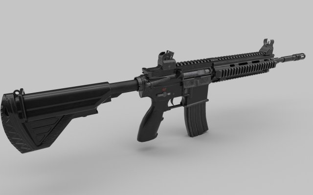 M249 Machine rifle low poly 3D Model .c4d .max .obj .3ds .fbx .stl .blend 