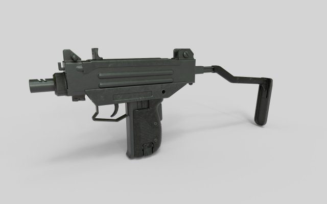 Mini Uzi Low Poly 3D Model .c4d .max .obj .3ds .fbx .stl .blend 