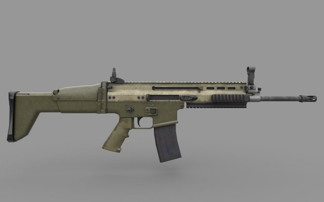 FN SCAR L RIFLE PBR Low-poly 3D Model .c4d .max .obj .3ds .fbx .stl .blend 