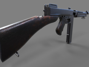 Tommy machine-gun Low-poly Modello 3D